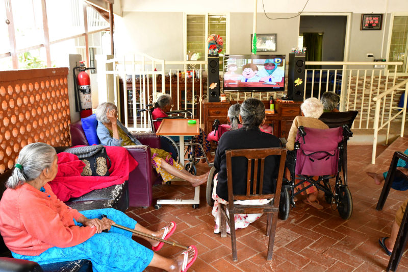 Our residents watching TV