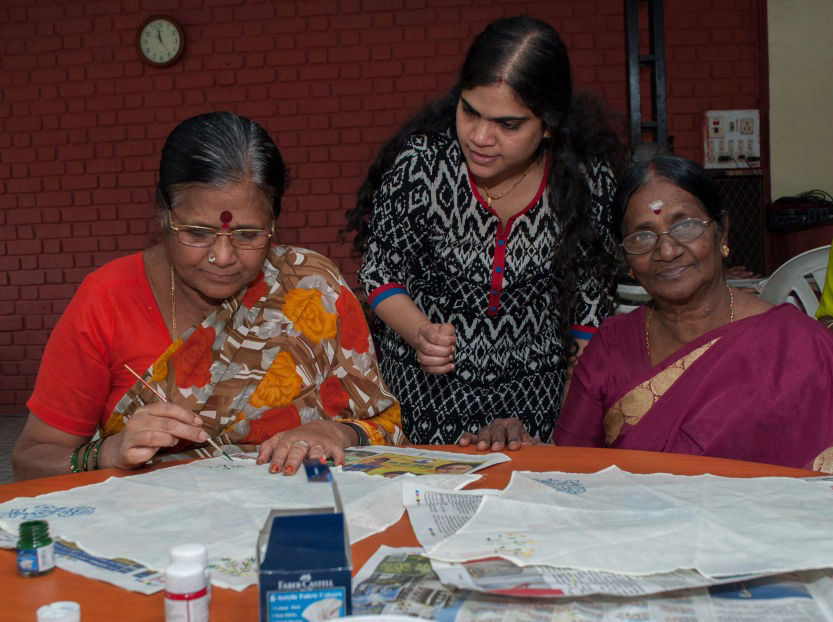 Individual volunteering with elders