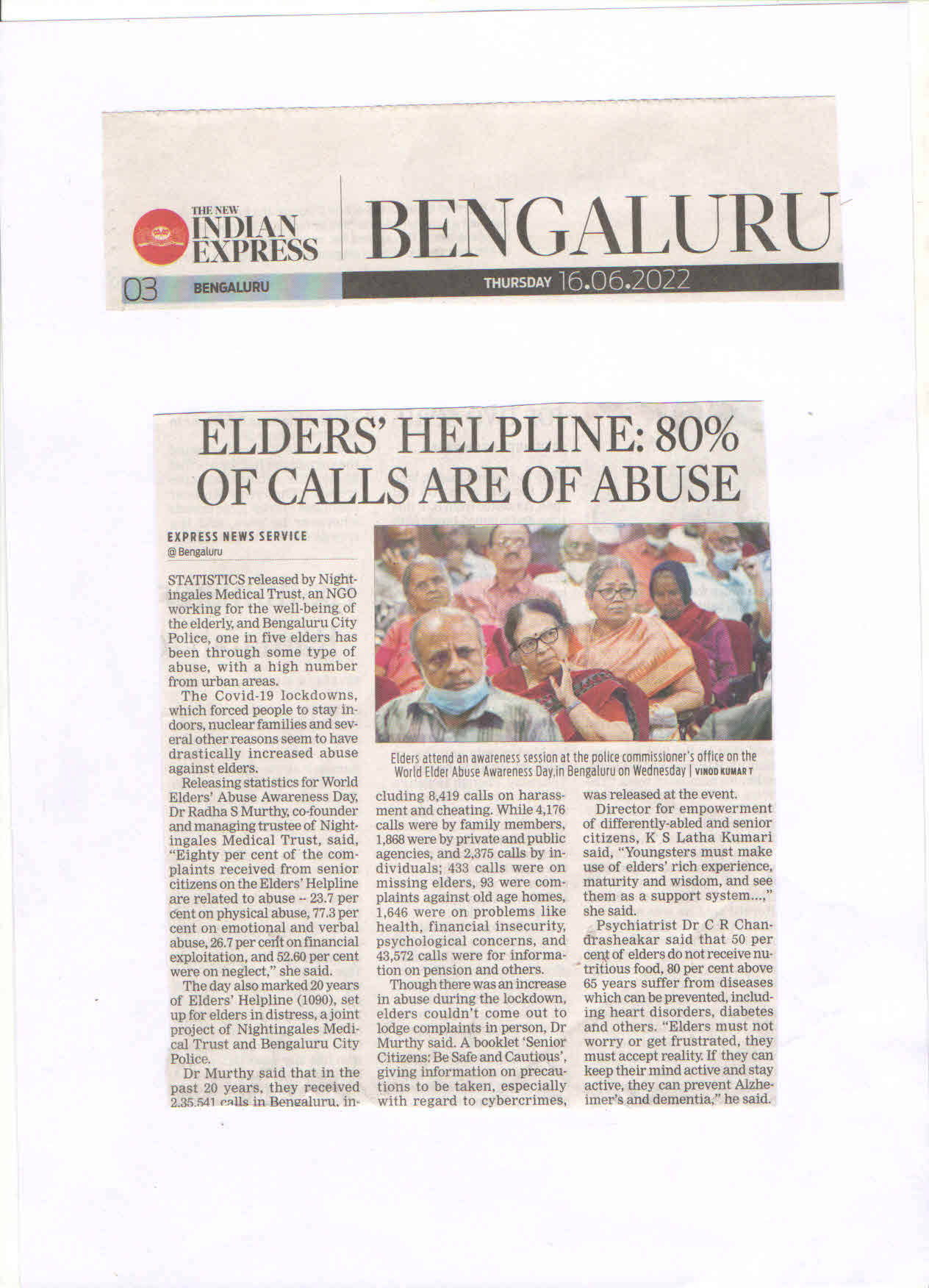 Elders' Helpline: 80% of calls are of abuse